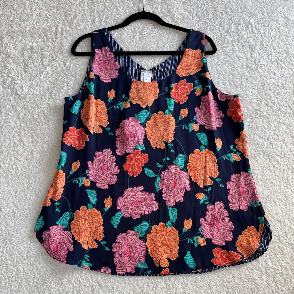 Chico’s REVERSIBLE Tank Top Size 2 (Medium) Multicolor New